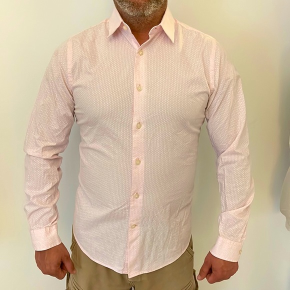 EXPRESS | Men’s Extra Slim Dot Print Stretch Dress Shirt Size Size Small 14-14.5 - Picture 1 of 7